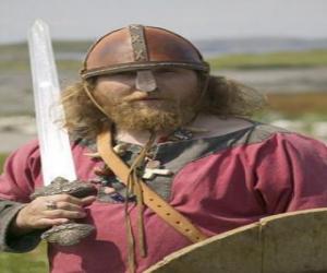 Puzzle Viking οπλισμένοι με ένα σπαθί και ασπίδα